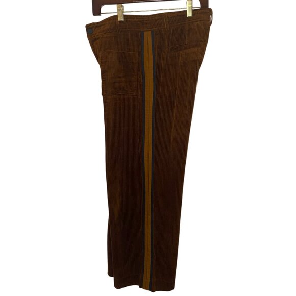 Mango burnt orange side stripe corduroy wide leg culotte pants size 4 - Picture 3 of 6
